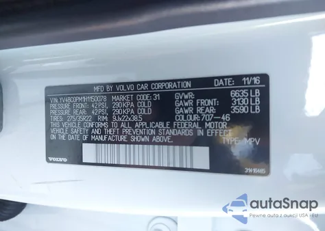 2017 Volvo Xc90 Hybrid T8 R-Design from USA, damaged, VIN YV4BC0PM1H1150078